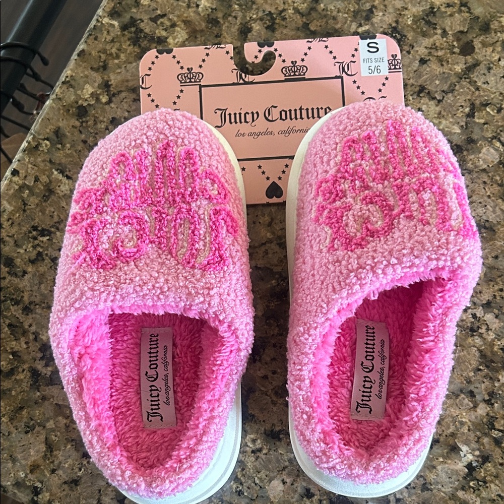 Juicy Couture Fuzzy Pink Slippers
